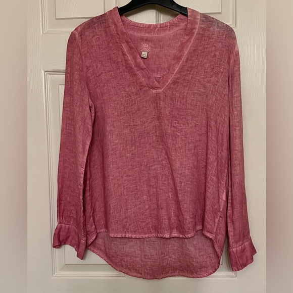 120% lino linen pink  tunic blouse - Picture 1 of 16